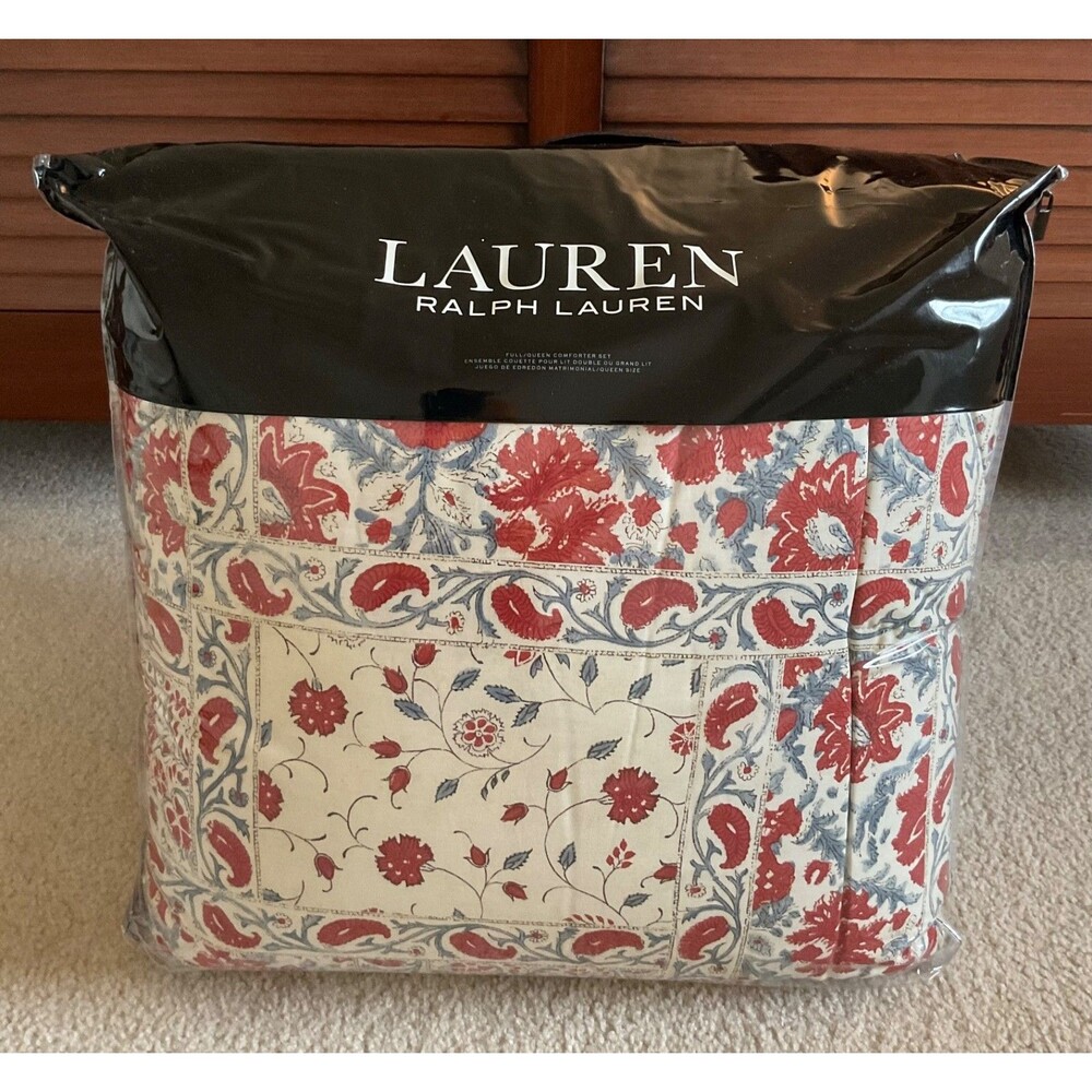 Lauren Ralph Lauren KELSEY Red Blue Paisley Full/Queen Comforter & Shams Cottage